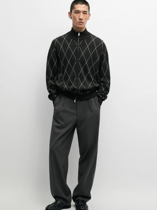 Zdjęcie produktu Spodnie Relax Fit Z Zakładkami Ze 100% Chłodnej Wełny - Szary - Massimo Dutti - Male