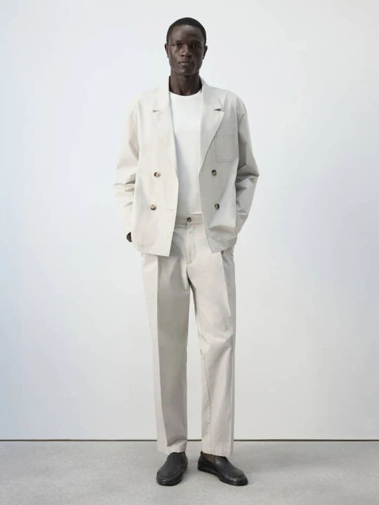 Zdjęcie produktu Spodnie relaxed fit cropped lodowy szary - Mężczyzna - MANGO MAN
