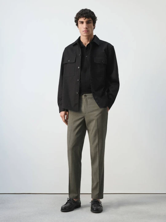 Zdjęcie produktu Spodnie slim fit cropped oliwkowozielony - Mężczyzna - MANGO MAN