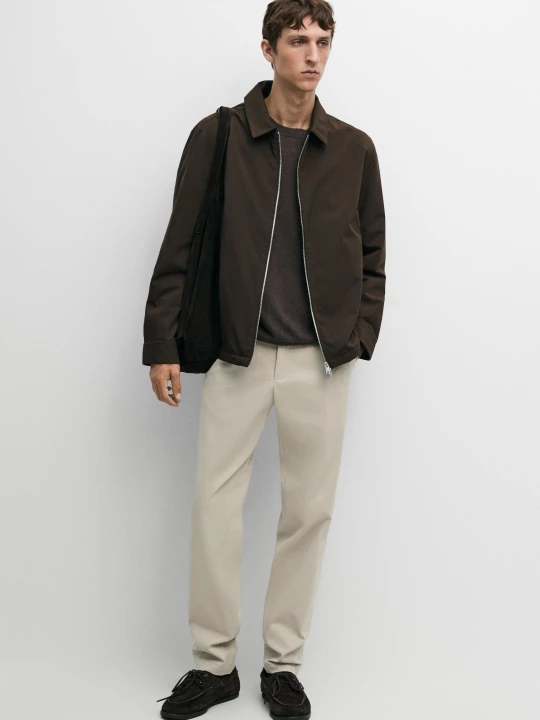 Zdjęcie produktu Spodnie Slim Z Mieszanki Bawełny - Beżowy - Massimo Dutti - Male