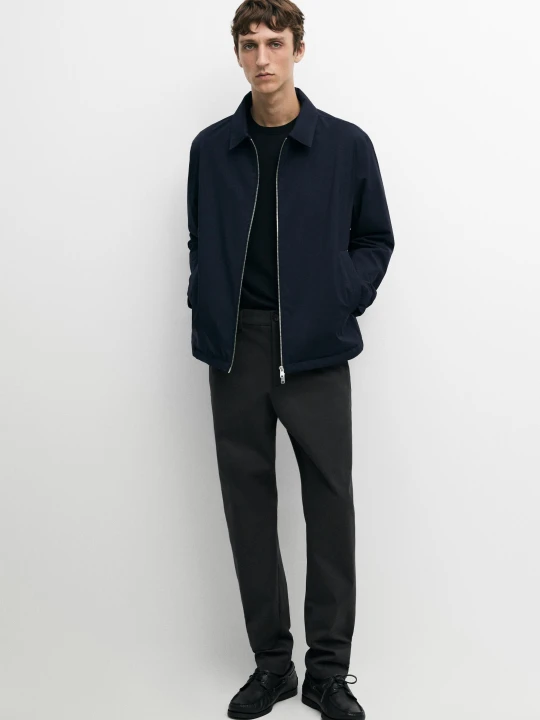 Zdjęcie produktu Spodnie Slim Fit Z Domieszką Bawełny - Szary - Massimo Dutti - Male