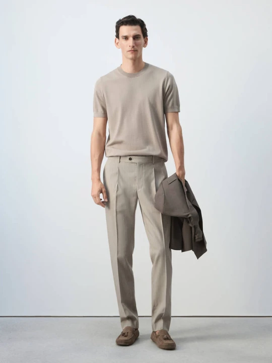 Zdjęcie produktu Spodnie slim fit z lyocellu i lnu średni brązowy - Mężczyzna - - MANGO MAN