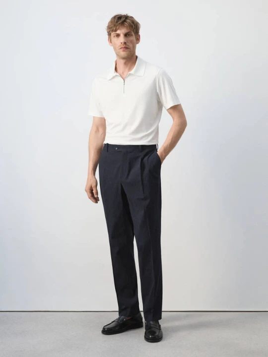Zdjęcie produktu Spodnie slim fit z kory z bawełny i lyocellu granatowy - Mężczyzna - MANGO MAN
