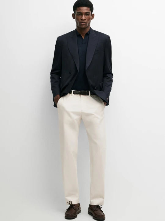 Zdjęcie produktu Spodnie Slim Z Mieszanki Bawełny - Beżowy - - Massimo Dutti - Male
