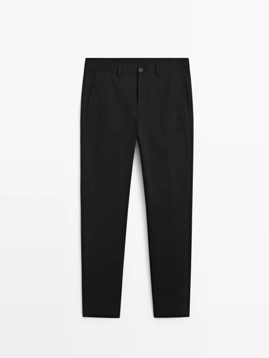 Zdjęcie produktu Spodnie Slim Z Mieszanki Bawełny - Czarny - Massimo Dutti - Male