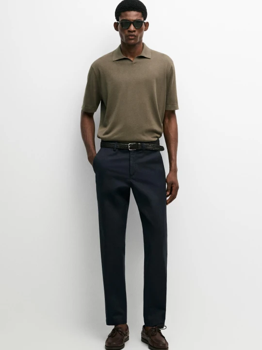 Zdjęcie produktu Spodnie Slim Z Mieszanki Bawełny - Granatowy - Massimo Dutti - Male