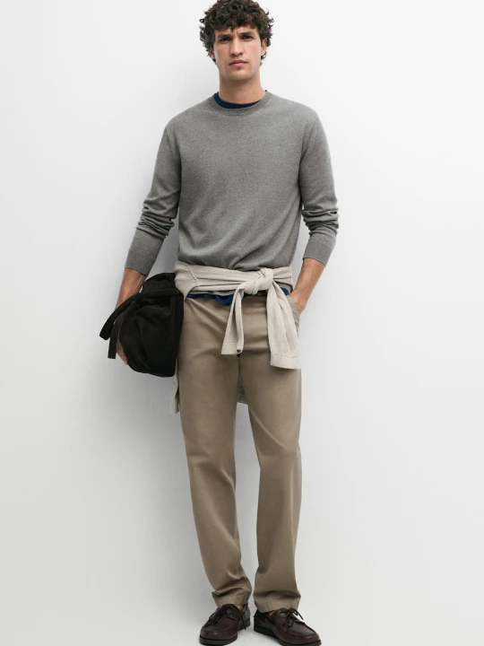 Zdjęcie produktu Spodnie Slim Z Mieszanki Bawełny - Zielony - Massimo Dutti - Male