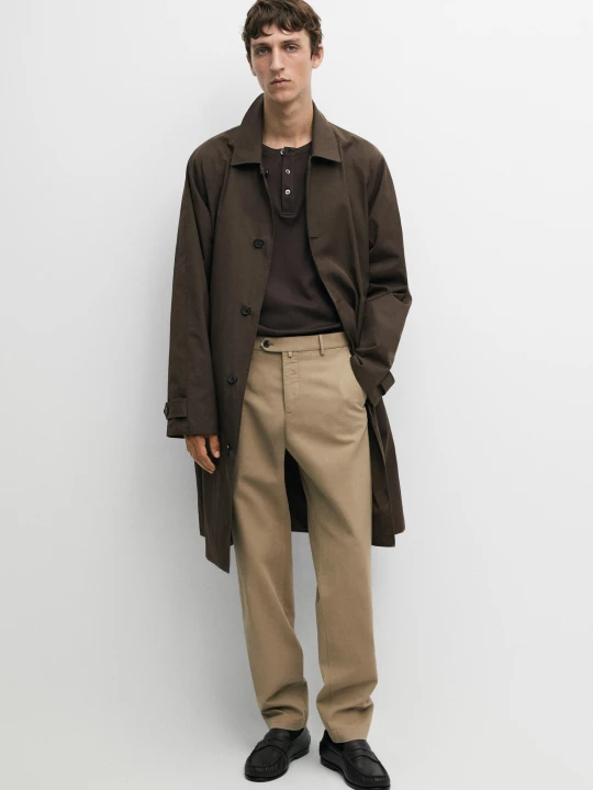 Zdjęcie produktu Spodnie Slim Ze 100% Bawełny - Beżowy - Massimo Dutti - Male
