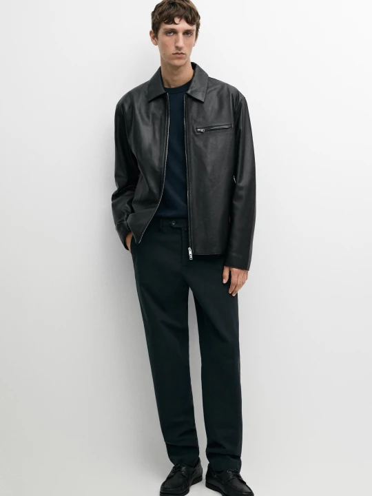 Zdjęcie produktu Spodnie Slim Ze 100% Bawełny - Granatowy - Massimo Dutti - Male