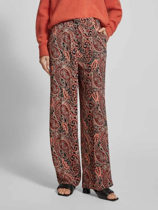 Zdjęcie produktu Spodnie szerokie o kroju regular fit z guzikiem z imitacji rogu model ‘MABLE MAVITA’ Vero Moda Czerwony