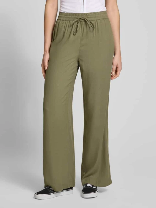 Zdjęcie produktu Spodnie szerokie o kroju regular fit z mieszanki wiskozy i bawełny model ‘PIA’ Pieces Khaki