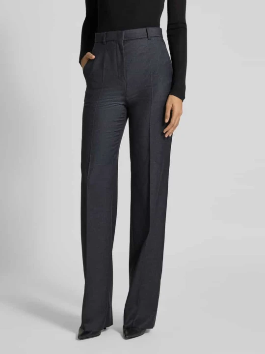 Zdjęcie produktu Spodnie szerokie o kroju regular fit z mieszanki żywej wełny model ‘LAMBRO’ Max Mara Ciemnoszary