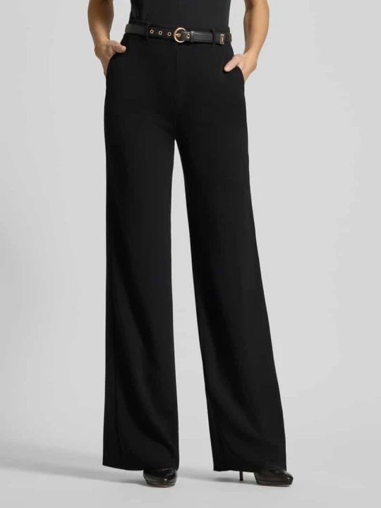 Zdjęcie produktu Spodnie o kroju regular fit, szerokie, z paskiem, model „TAMICO” Max Mara Czarny