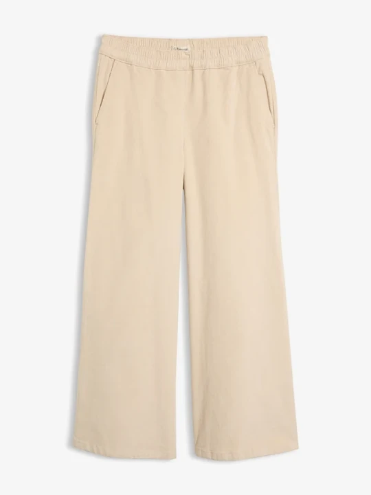 Zdjęcie produktu Spodnie sztruksowe high-waist z mieszanki bawełny BonPrix beżowy