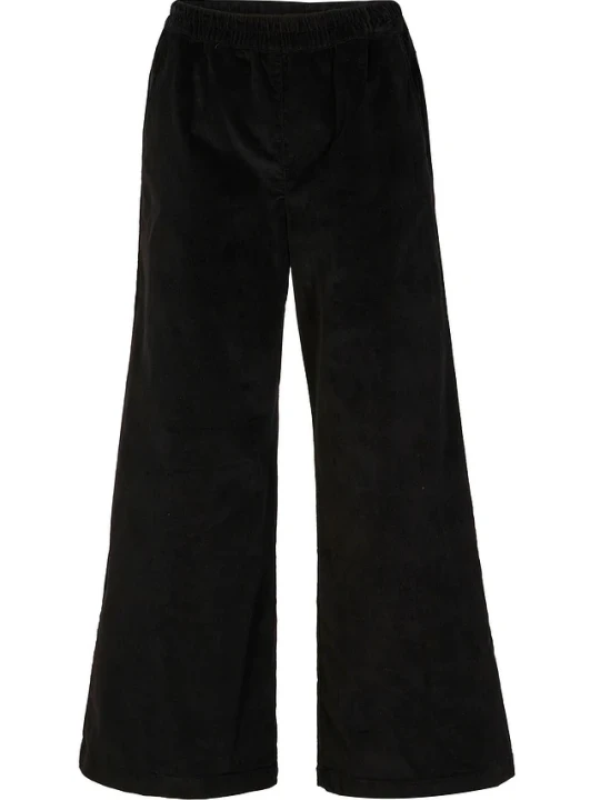 Zdjęcie produktu Spodnie sztruksowe high-waist z mieszanki bawełny BonPrix czarny
