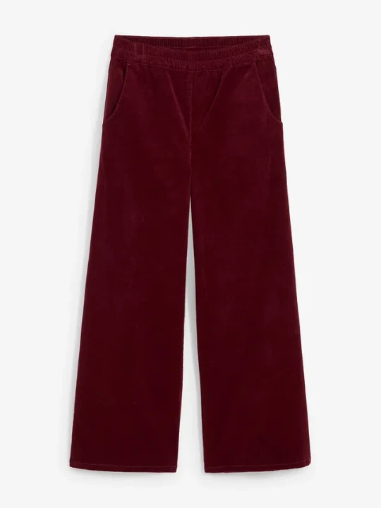 Zdjęcie produktu Spodnie sztruksowe high-waist z mieszanki bawełny BonPrix czerwony