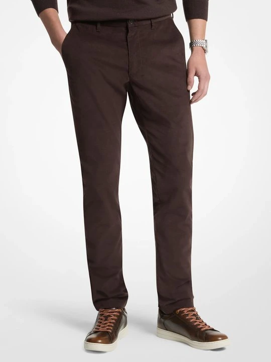 Zdjęcie produktu Spodnie sztruksowe o dopasowanym kroju z mieszanki bawełny Michael Kors CZEKOLADOWY (Brązowy)