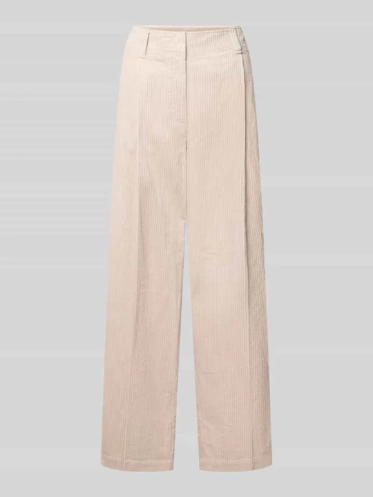 Zdjęcie produktu Spodnie sztruksowe o kroju loose fit z czystej bawełny z zakładkami w pasie Marc O'Polo Kamienny