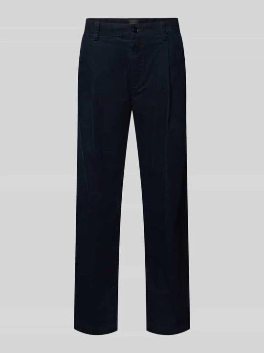 Zdjęcie produktu spodnie sztruksowe w kroju regular fit z mieszanki bawełny model 'Pleated 3' Boss Granatowy