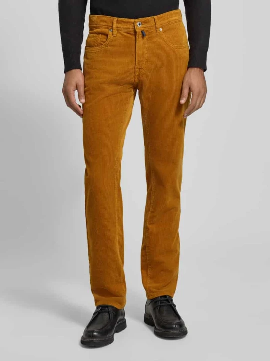 Zdjęcie produktu Spodnie sztruksowe o kroju regular fit z wpuszczanymi kieszeniami model 'Laval' Pierre Cardin Koniakowy