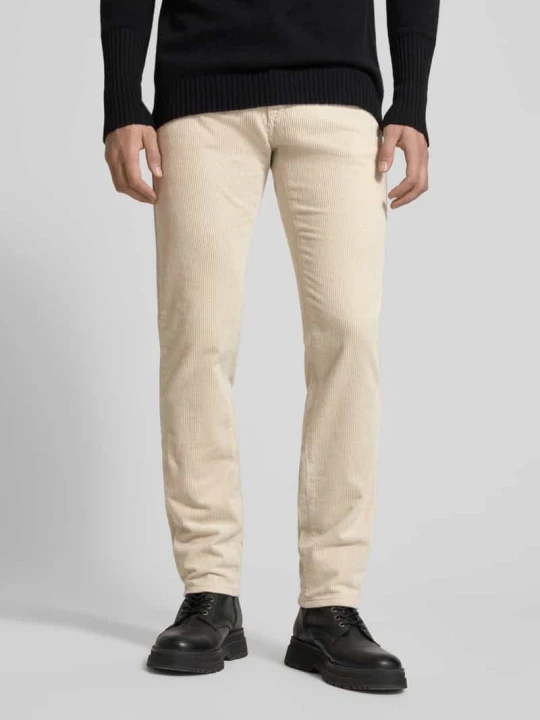 Zdjęcie produktu Spodnie sztruksowe o kroju regular fit z wpuszczanymi kieszeniami model 'Laval' Pierre Cardin Écru