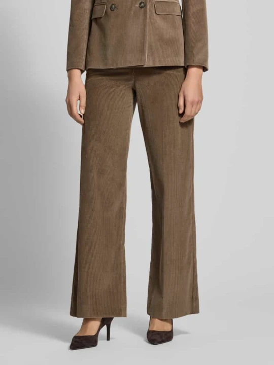 Zdjęcie produktu Spodnie sztruksowe o kroju regular fit z zakładką w pasie Weekend Max Mara
