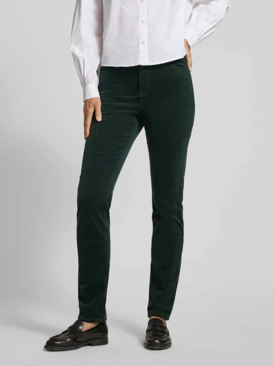 Zdjęcie produktu Spodnie sztruksowe o kroju slim fit z 5 kieszeniami Christian Berg Ciemnozielony