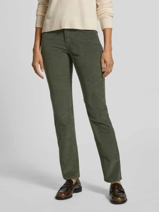 Zdjęcie produktu Spodnie sztruksowe o kroju slim fit z 5 kieszeniami model ‘Carola’ BRAX Ciemnozielony