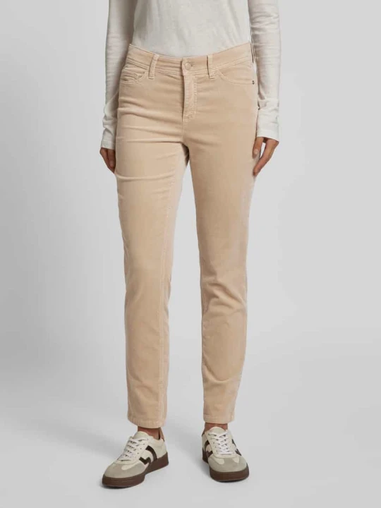 Zdjęcie produktu Spodnie sztruksowe o kroju slim fit z 5 kieszeniami model ‘PIPPER’ CAMBIO Piaskowy