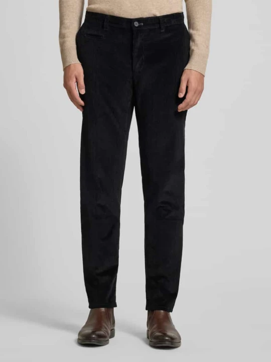 Zdjęcie produktu Spodnie sztruksowe o kroju slim fit z kieszeniami z tyłu model ‘Fabio’ BRAX Czarny