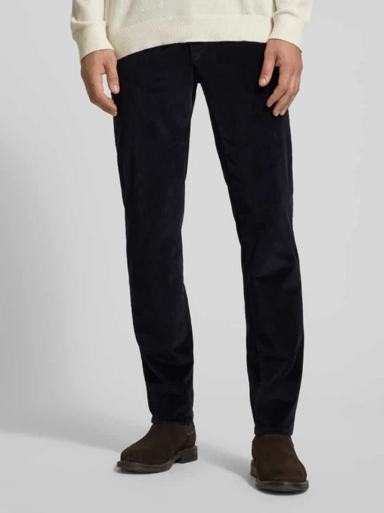 Zdjęcie produktu Spodnie sztruksowe o kroju slim fit z kieszeniami z tyłu model ‘Fabio’ BRAX Granatowy