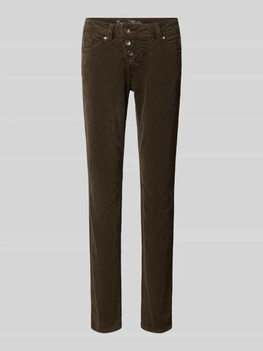 Zdjęcie produktu Spodnie sztruksowe o kroju slim fit z mieszanki bawełny Buena Vista Czekoladowy