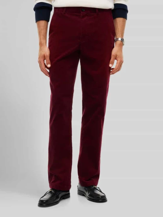 Zdjęcie produktu Spodnie sztruksowe o kroju slim fit z mieszanki bawełny Tommy Hilfiger Bordowy