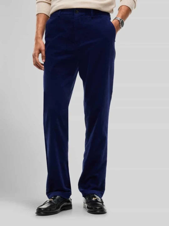 Zdjęcie produktu Spodnie sztruksowe o kroju slim fit z mieszanki bawełny Tommy Hilfiger Królewski niebieski