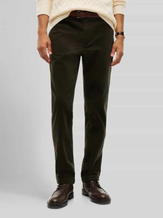 Zdjęcie produktu Spodnie sztruksowe o kroju slim fit z mieszanki bawełny Tommy Hilfiger Oliwkowy