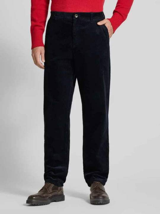 Zdjęcie produktu Spodnie sztruksowe o kroju straight fit model ‘Kody’ Les Deux Granatowy