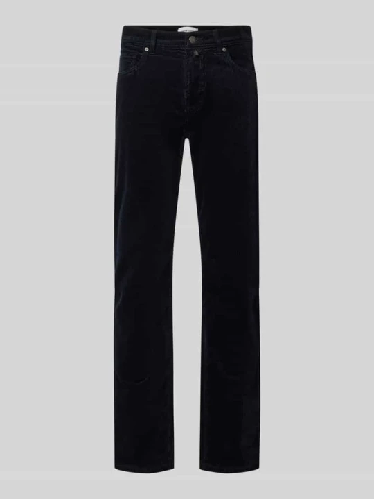 Zdjęcie produktu Spodnie sztruksowe o kroju straight fit z elastycznej mieszanka bawełny model 'Laval' Pierre Cardin Granatowy