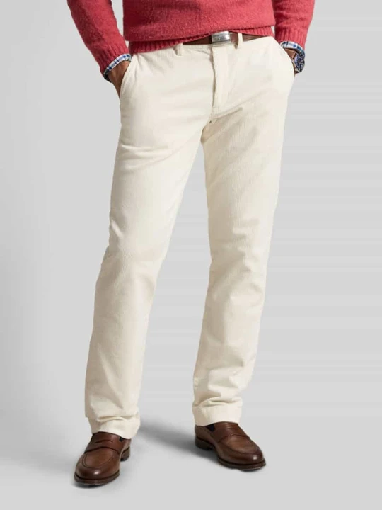 Zdjęcie produktu Spodnie sztruksowe o kroju straight fit z mieszanki bawełny Polo Ralph Lauren Biały