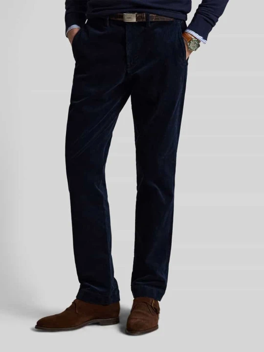 Zdjęcie produktu Spodnie sztruksowe o kroju straight fit z mieszanki bawełny Polo Ralph Lauren Granatowy