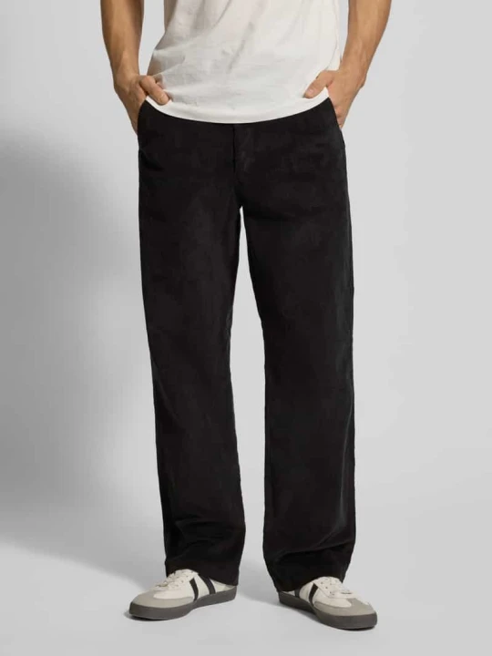 Zdjęcie produktu Spodnie sztruksowe o kroju straight fit z wpuszczanymi kieszeniami Calvin Klein Jeans Czarny