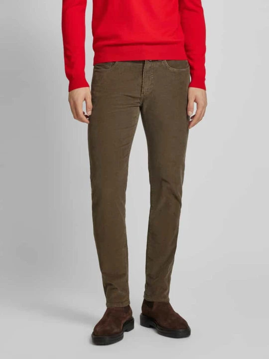 Zdjęcie produktu Spodnie sztruksowe o kroju tapered fit z bawełną model ‘LYON’ Pierre Cardin Średniobrązowy