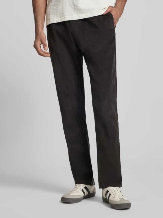 Zdjęcie produktu Spodnie sztruksowe o kroju tapered fit z czystej bawełny model ‘ISAAC’ Tommy Jeans Czarny