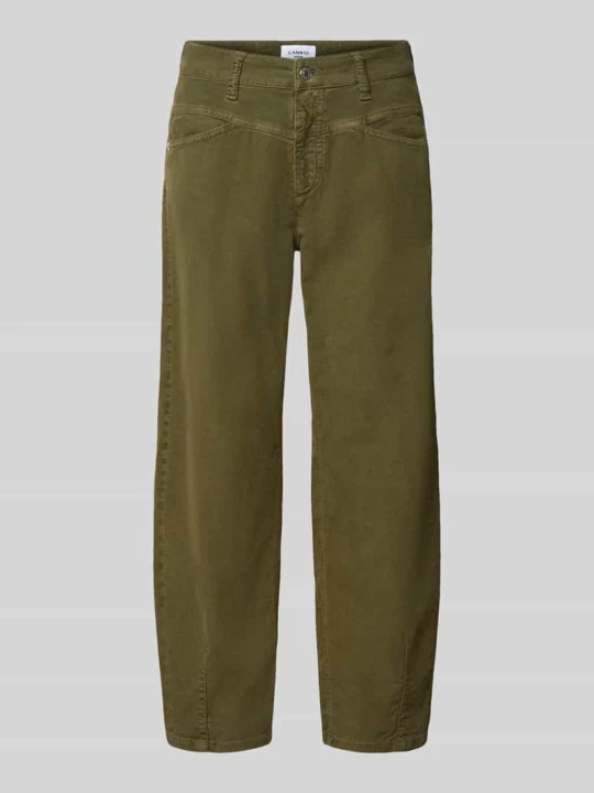 Zdjęcie produktu Spodnie sztruksowe o kroju tapered fit z mieszanka bawełny model 'ELIN' CAMBIO Oliwkowy