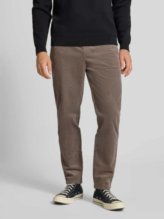 Zdjęcie produktu Spodnie sztruksowe o kroju tapered z mieszanki bawełny model ‘LINUS’ Only & Sons Jasnobrązowy