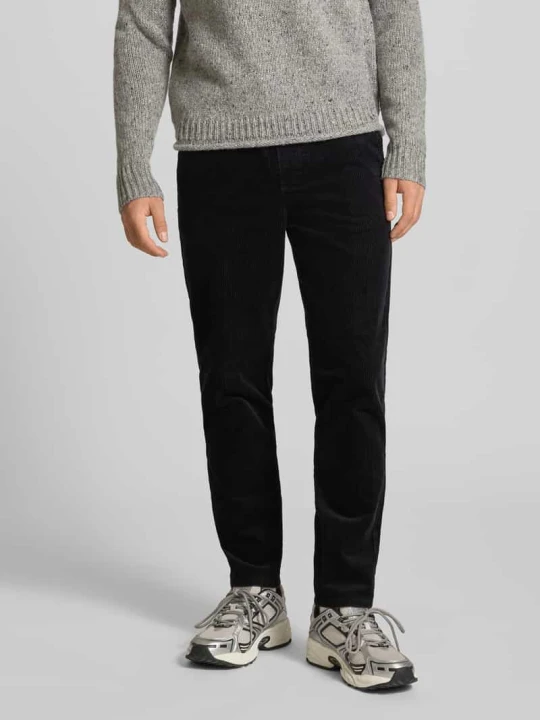 Zdjęcie produktu Spodnie sztruksowe o kroju tapered z mieszanki bawełny model ‘LINUS’ Only & Sons Czarny