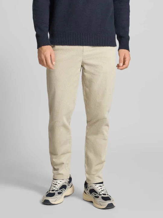Zdjęcie produktu Spodnie sztruksowe o kroju tapered z mieszanki bawełny model ‘LINUS’ Only & Sons Beżowy