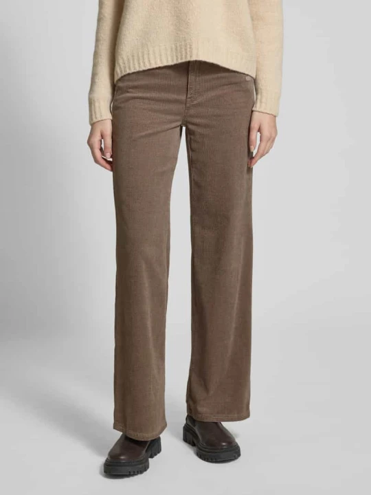 Zdjęcie produktu Spodnie sztruksowe o kroju wide fit z detalem z logo model ‘AMELIE WIDE’ Gang
