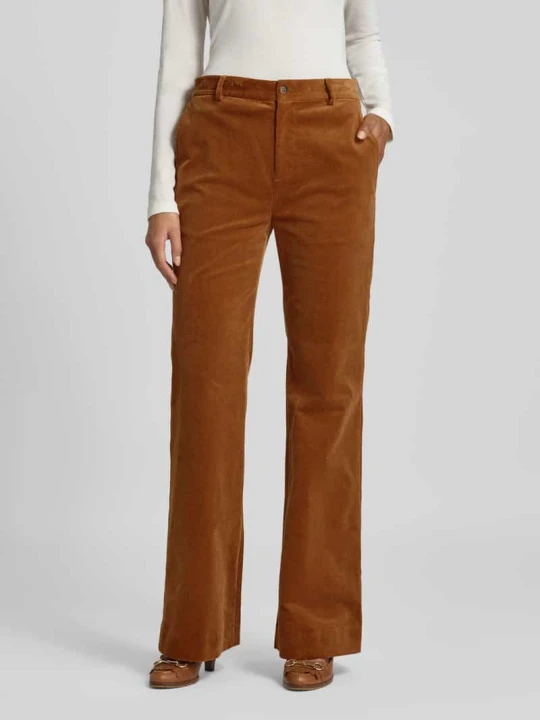 Zdjęcie produktu Spodnie sztruksowe o rozkloszowanym kroju z wpuszczanymi kieszeniami i kieszeniami z tyłu model ‘KADEN’ Lauren Ralph Lauren Camel