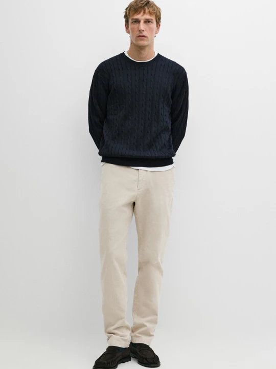 Zdjęcie produktu Spodnie Sztruksowe Slim Fit - Beżowy - Massimo Dutti - Male