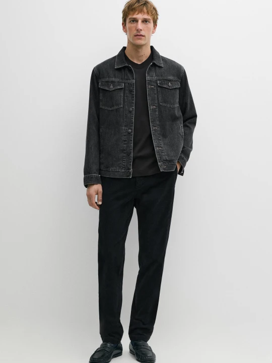 Zdjęcie produktu Spodnie Sztruksowe Slim Fit - Granatowy - Massimo Dutti - Male